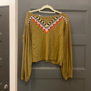 FREE PEOPLE boho green blouse